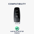 kwmobile Car Key Cover Compatible with Audi A6 A7 A8 Q7 Q8 E-Tron 3-Button Car Key Keyless