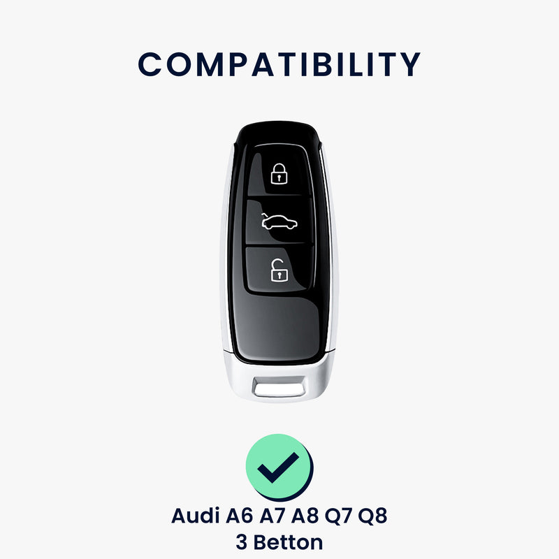 kwmobile Car Key Cover Compatible with Audi A6 A7 A8 Q7 Q8 E-Tron 3-Button Car Key Keyless