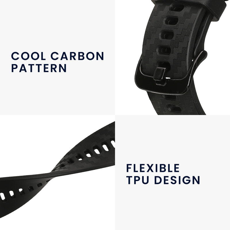 kwmobile Replacement Strap Compatible with Xiaomi Watch S4/S4 Sport/S3/S2/Watch S1 Active/Redmi Watch 5 Active Strap Fitness Tracker Band Made of Silicone Carbon Print Band for Smartwatch