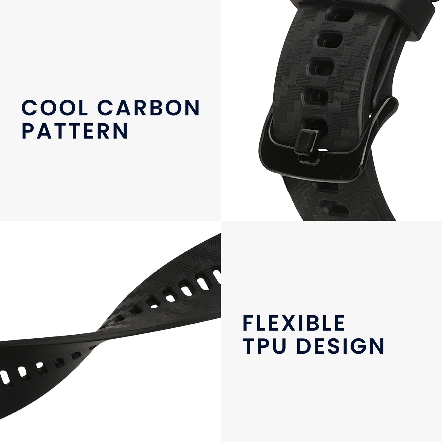 kwmobile Replacement Strap Compatible with COROS PACE 2 / APEX (42mm) Watch Band - Silicone Fitness Tracker Strap - Carbon Print Band for Smartwatch