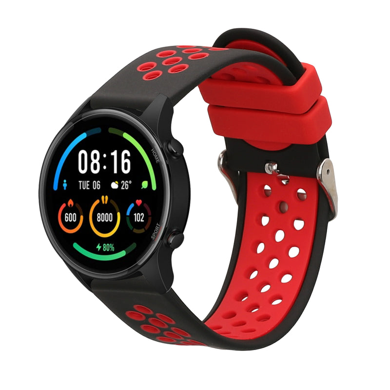 kwmobile Ersatzarmband kompatibel mit Xiaomi Watch S4/S4 Sport/S3/S2/Watch S1 Active/Redmi Watch 5 Active Armband - Fitnesstracker Band aus Silikon in Schwarz Rot Schwarz  [dsg01]