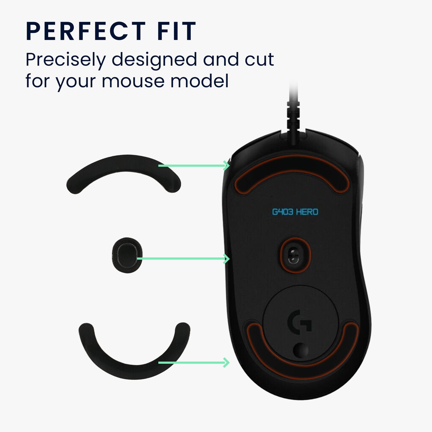 kwmobile Mouse Feet Stickers compatible with Logitech G403 / G603 / G703 Replacement Gliders Mouse Feet Precision Fit Mouse Glides