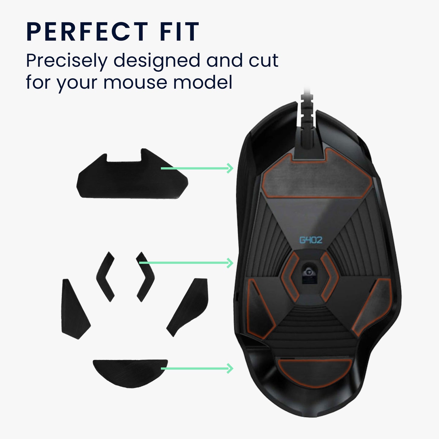 kwmobile Mouse Feet Sticker compatible with Logitech G402 Replacement Glider Mouse Skates Precision Fit Mouse Glides