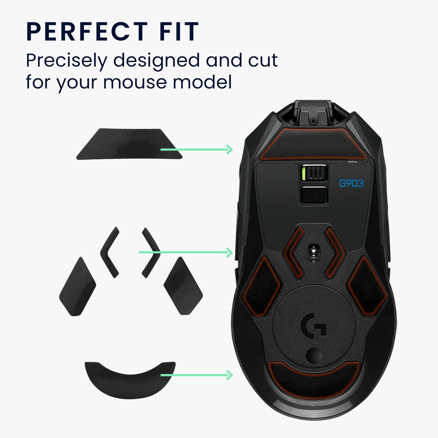 kwmobile Mouse Feet Sticker compatible with Logitech G903 Replacement Glider Mouse Feet custom fit Mouse Glides