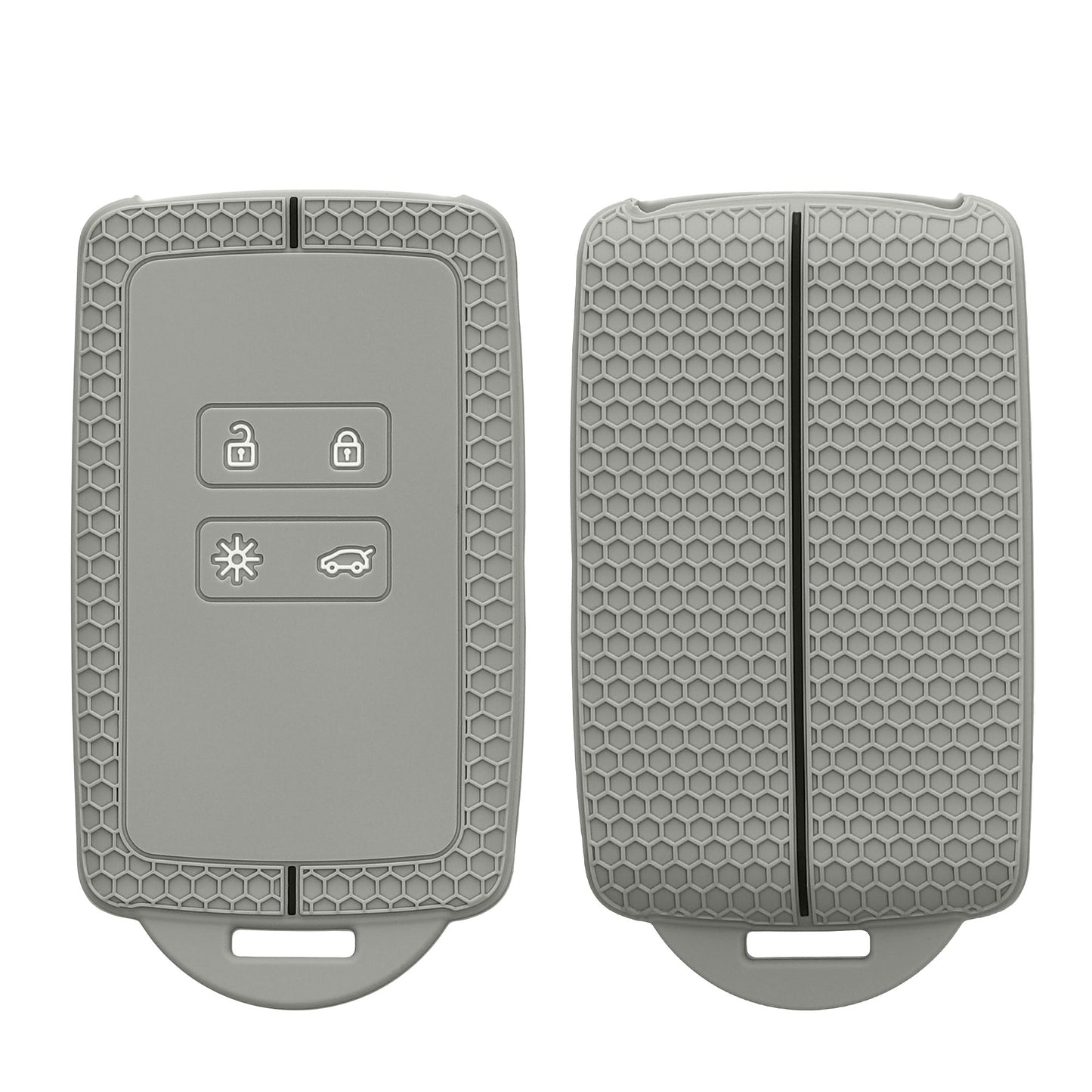 kwmobile Silikon Autoschlüssel Schutzhülle kompatibel mit Renault 4-Tasten Smartkey Autoschlüssel (nur Keyless Go) Hülle - Wabendesign Schlüsselhülle - Grau Schwarz Grau  [dsg04]