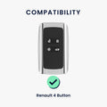 kwmobile Premium Car Key Cover compatible with Renault 4-Button Smart Key (Keyless Go Only) - Key Fob Case