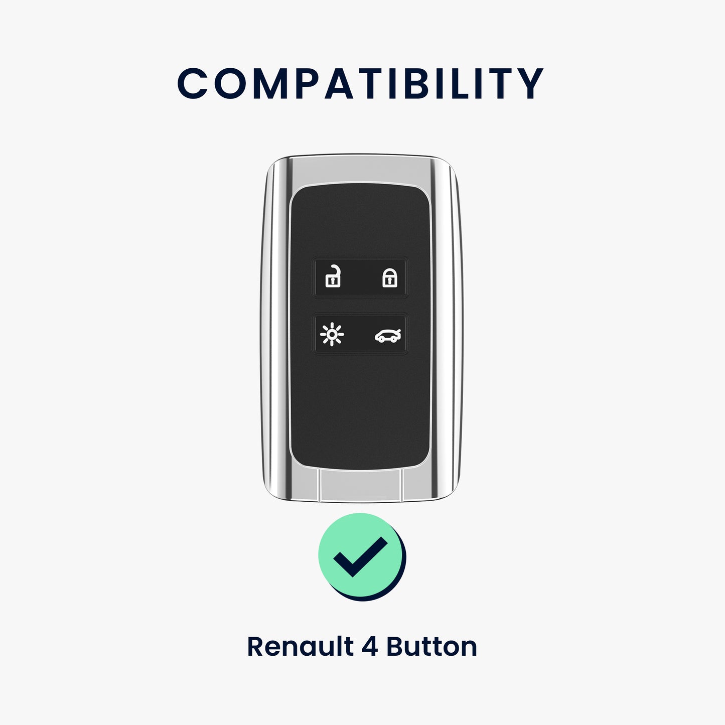 kwmobile Premium Car Key Cover compatible with Renault 4-Button Smart Key (Keyless Go Only) - Key Fob Case