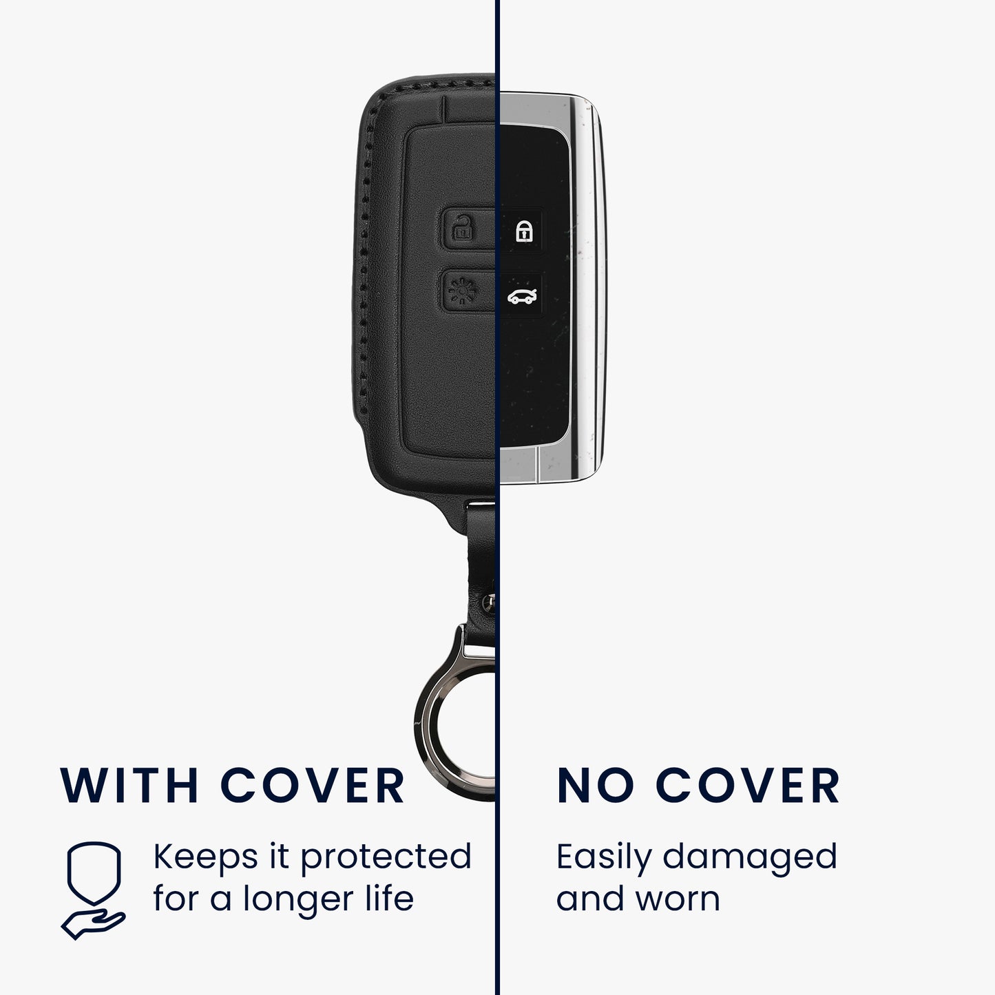 kwmobile Premium Car Key Cover compatible with Renault 4-Button Smart Key (Keyless Go Only) - Key Fob Case
