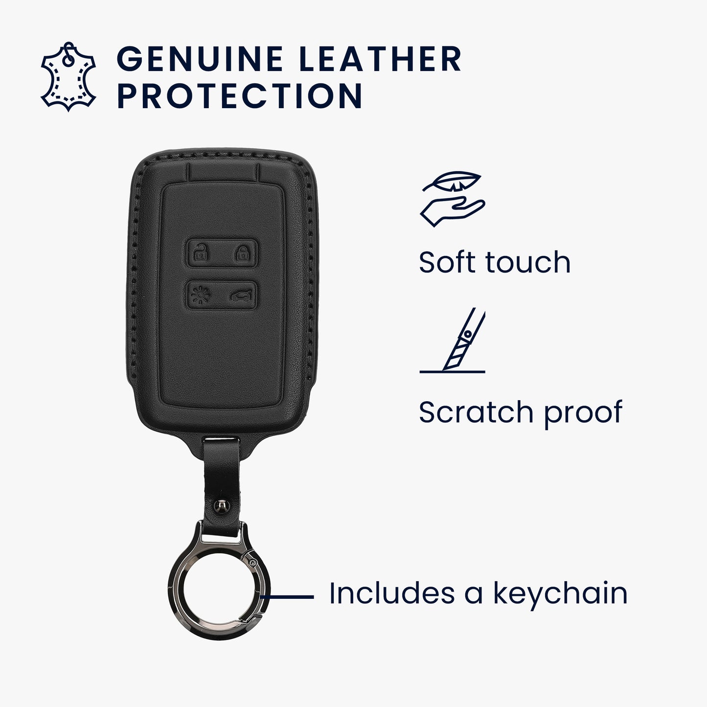 kwmobile Premium Car Key Cover compatible with Renault 4-Button Smart Key (Keyless Go Only) - Key Fob Case