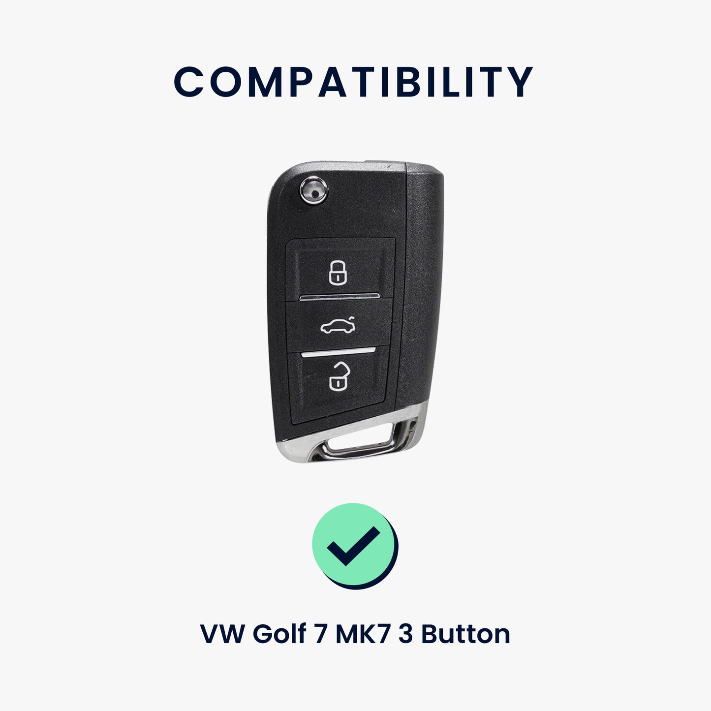 kwmobile Premium Car Key Protective Cover compatible with VW Golf 7 MK7 3-Button Car Key Case - Key Pouch