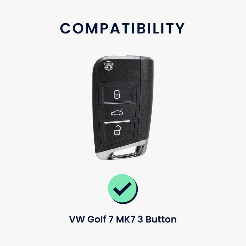 kwmobile Premium Car Key Protective Cover compatible with VW Golf 7 MK7 3-Button Car Key Case - Key Pouch