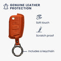 kwmobile Premium Car Key Protective Cover compatible with VW Golf 7 MK7 3-Button Car Key Case - Key Pouch