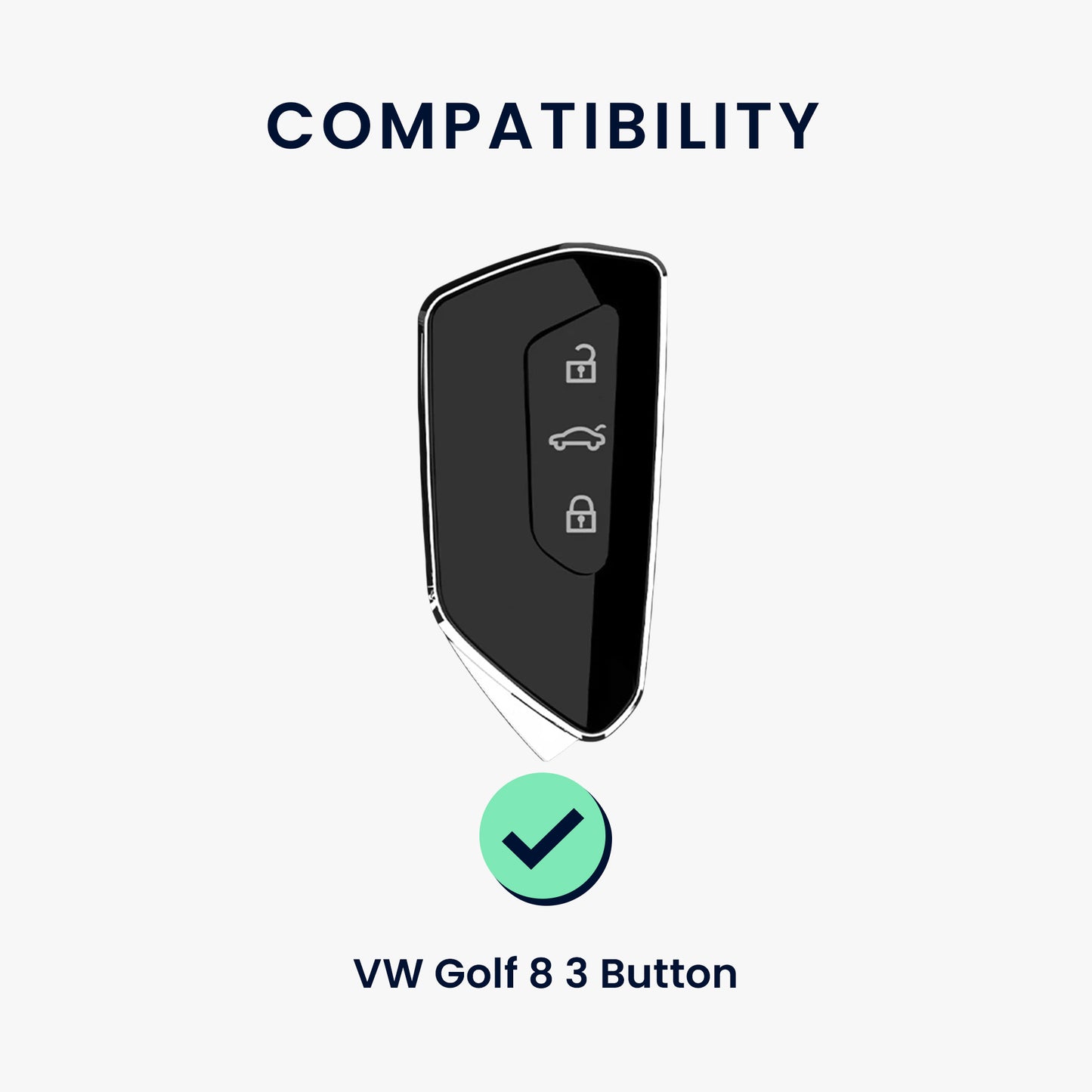 kwmobile Premium Car Key Shell Compatible with VW Golf 8 3-Button Car Key Case - Key Cover