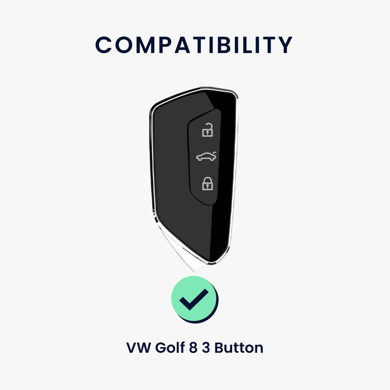 kwmobile Premium Car Key Shell Compatible with VW Golf 8 3-Button Car Key Case - Key Cover