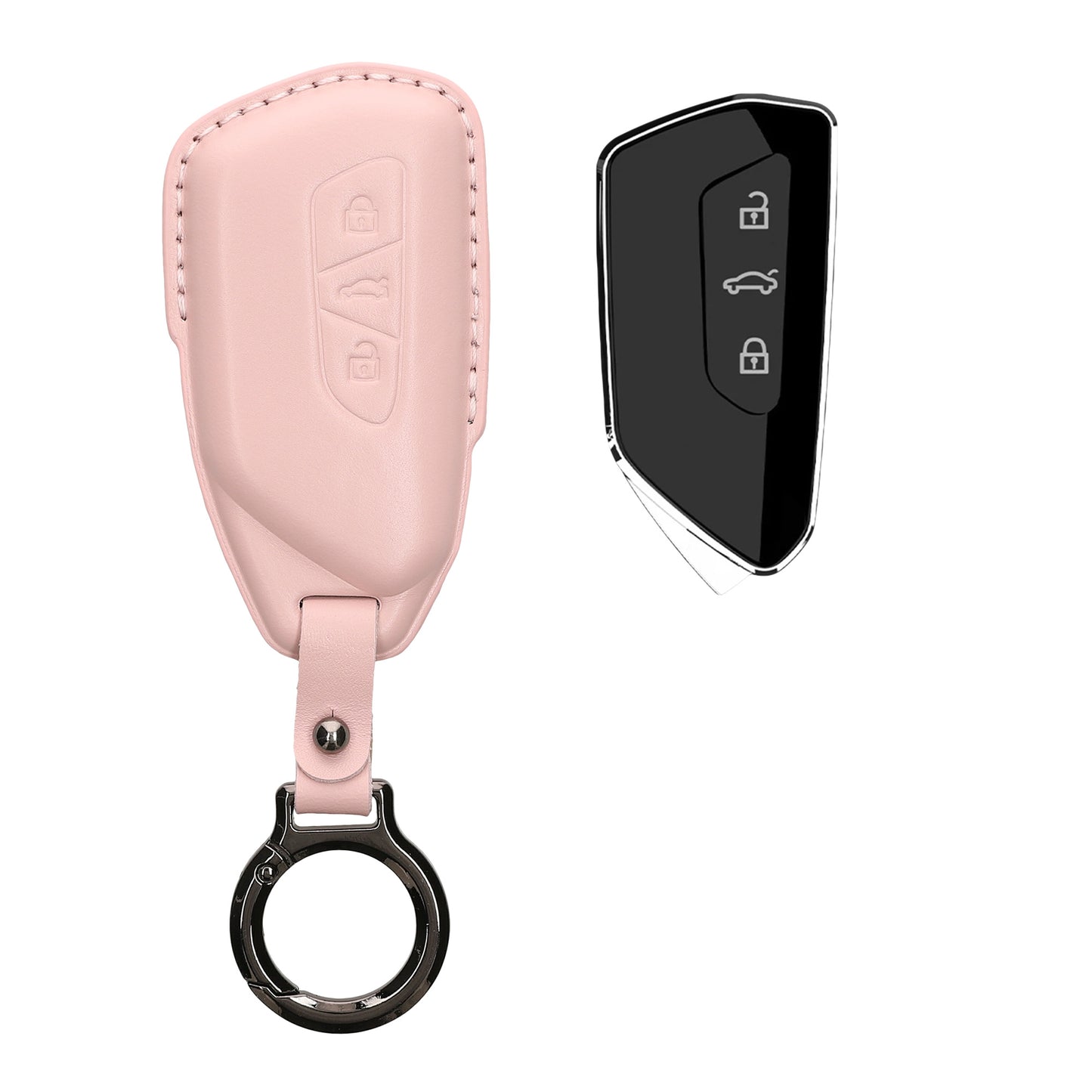 kwmobile Premium Leder Autoschlüssel Schutzhülle kompatibel mit VW Golf 8 3-Tasten Autoschlüssel Hülle - Schlüssel Tasche - Altrosa Altrosa  [dsg05]