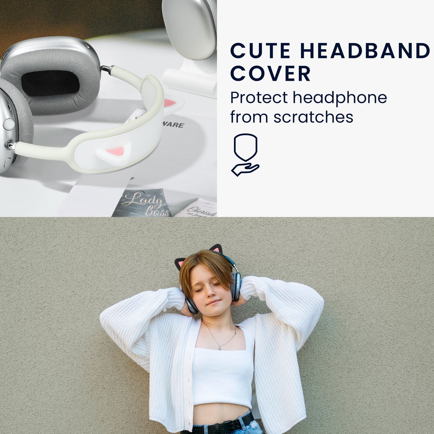 kwmobile Cat Ears Headband Cover Compatible with Apple AirPods Max Headband Cushion Headphone Attachment