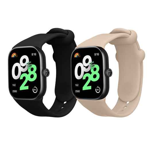 kwmobile 2x Uhrenarmband für Xiaomi Redmi Watch 4 / Watch 5 / Watch 5 eSIM Armband - Fitnesstracker Band Set aus TPU Silikon - Ersatzarmband Smartwatch - Schwarz Beige Schwarz  [dsg02]