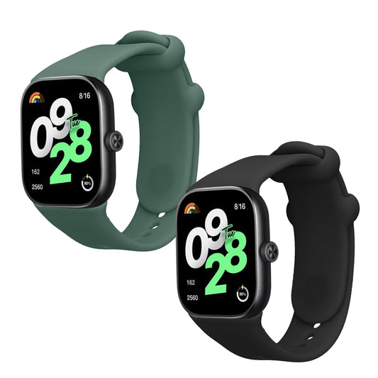 kwmobile 2x Uhrenarmband für Xiaomi Redmi Watch 4 / Watch 5 / Watch 5 eSIM Armband - Fitnesstracker Band Set aus TPU Silikon - Ersatzarmband Smartwatch - Schwarz Dunkelgrün Schwarz  [dsg08]