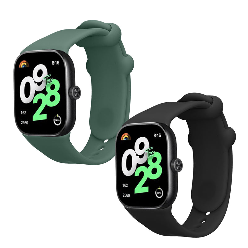 kwmobile 2x Uhrenarmband für Xiaomi Redmi Watch 4 / Watch 5 / Watch 5 eSIM Armband - Fitnesstracker Band Set aus TPU Silikon - Ersatzarmband Smartwatch - Schwarz Dunkelgrün Schwarz  [dsg08]