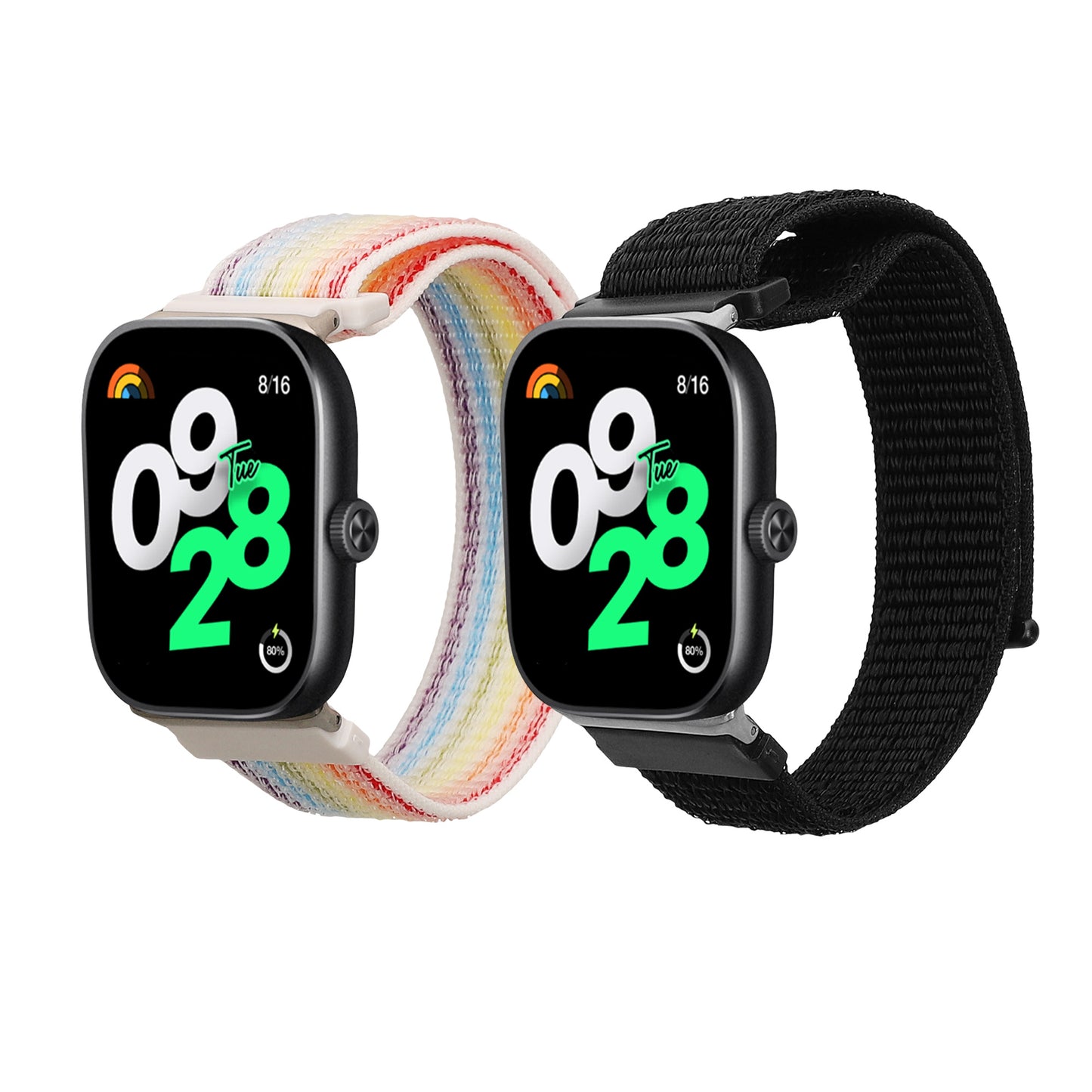 kwmobile 2x Uhrenarmband für Xiaomi Redmi Watch 4 / Band 8 Pro Armband - Fitnesstracker Band Set aus Nylon - Ersatzarmband Smartwatch - Schwarz Mehrfarbig Schwarz  [dsg01]