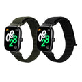 kwmobile 2x Uhrenarmband für Xiaomi Redmi Watch 4 / Band 8 Pro Armband - Fitnesstracker Band Set aus Nylon - Ersatzarmband Smartwatch - Schwarz Dunkelgrün Schwarz  [dsg02]