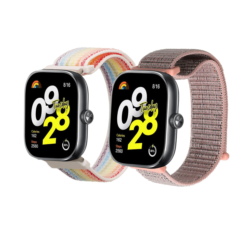 kwmobile 2x Uhrenarmband für Xiaomi Redmi Watch 4 / Band 8 Pro Armband - Fitnesstracker Band Set aus Nylon - Ersatzarmband Smartwatch - Altrosa Mehrfarbig Altrosa  [dsg06]