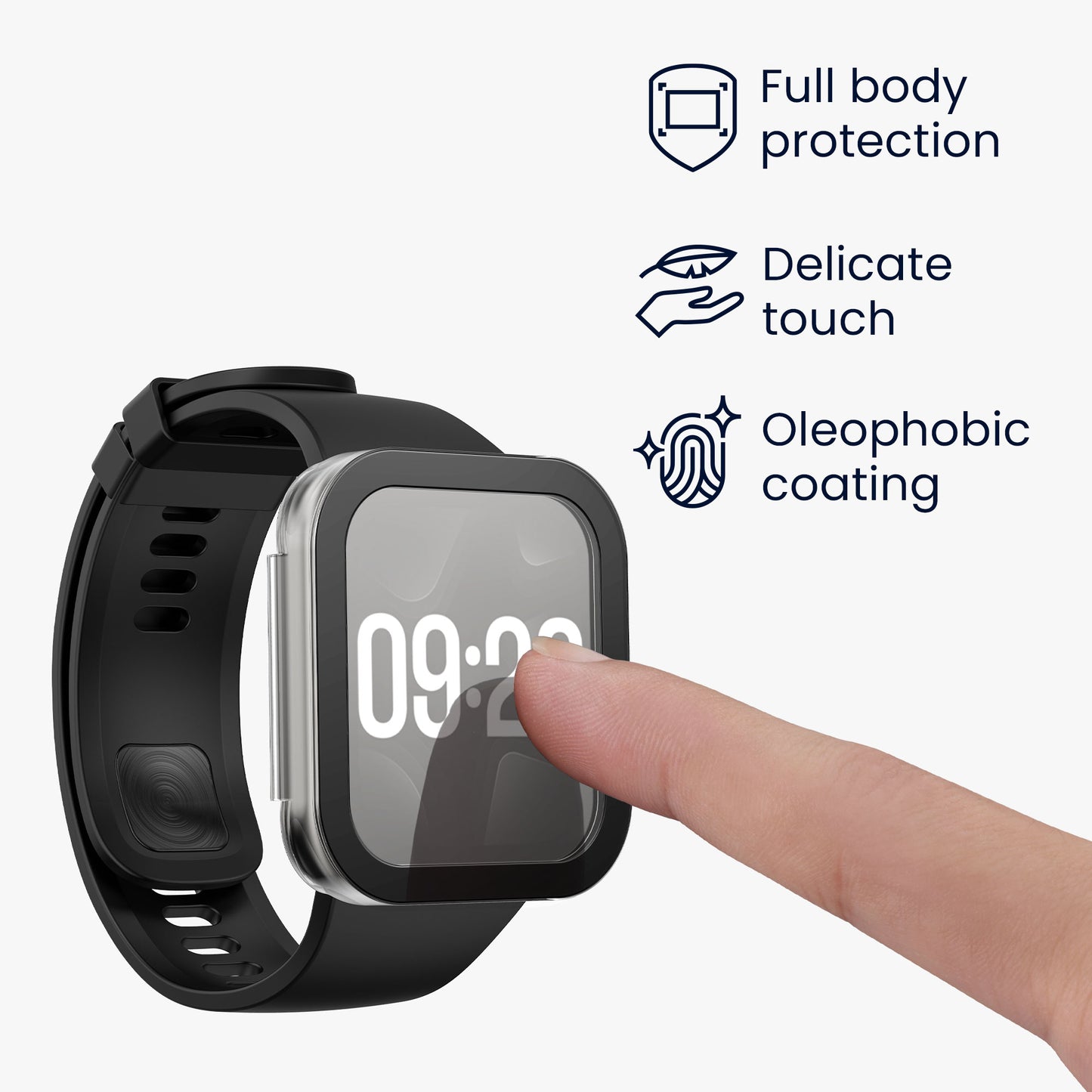 kwmobile Glass Case for Xiaomi Redmi Watch 4 Protective Cover Fullbody Fitness Tracker Case Set