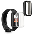 kwmobile 2x Schutzhülle kompatibel mit Xiaomi Smart Band 8 Active / Redmi Band 2 Hülle - Fullbody Cover Set aus Silikon - Transparent Schwarz Transparent  [dsg01]