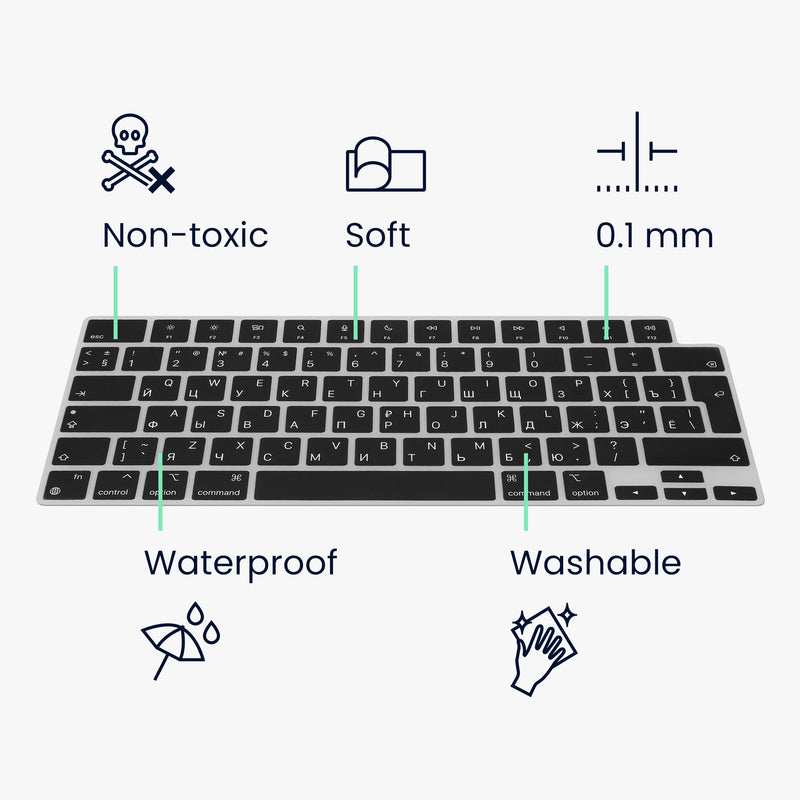 kwmobile Keyboard Protector for Apple MacBook Pro 14" (2023) M2 A2779 / M3 A2918 / M3 A2992 QWERTY Russian Keyboard Cover Skin