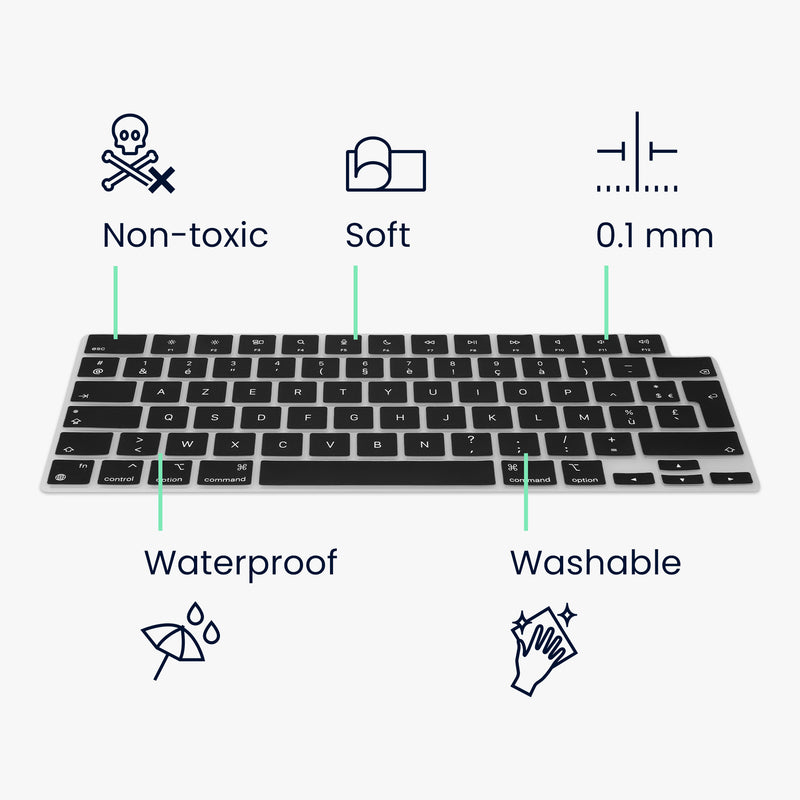 Silicone Keyboard Protector AZERTY (France, Belgium) compatible with Apple MacBook Pro 16" (2023) M2 A2780 / M3 A2991
