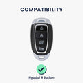kwmobile Car Key Case compatible with Hyundai 4-Button Elantra GT Accent Kona Veloster - Silicone Key Cover