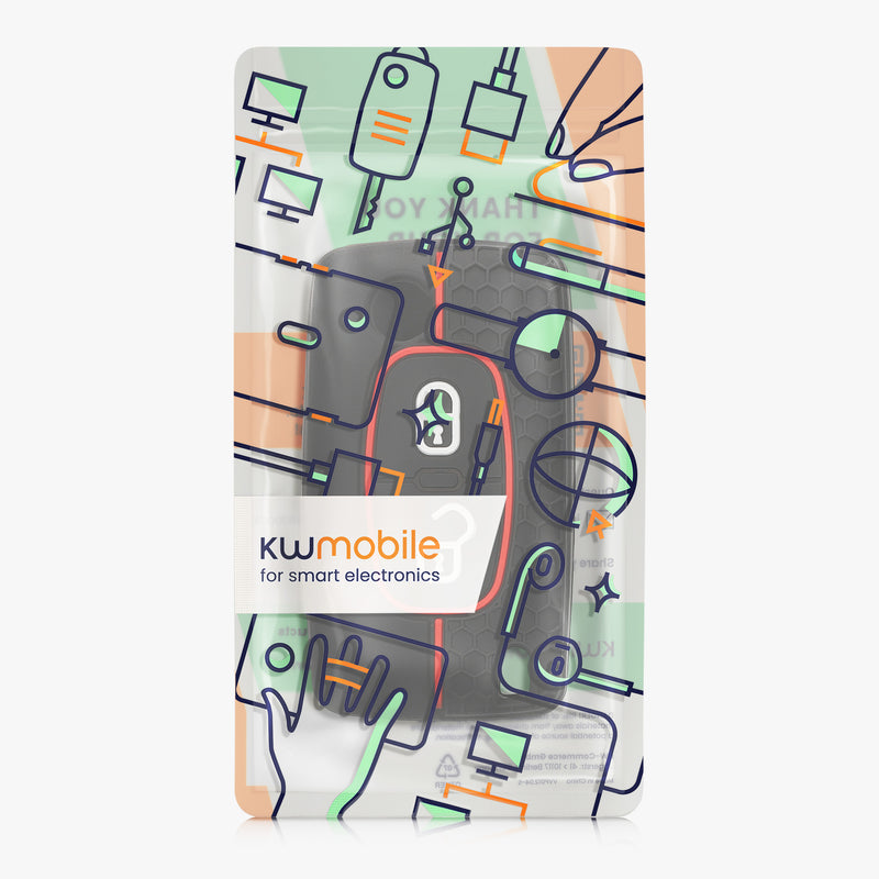kwmobile Car Key Protection Cover compatible with Peugeot Citroen 2-Button Folding Car Key Case
