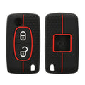 kwmobile Autoschlüssel Schutzhülle kompatibel mit Peugeot Citroen 2-Tasten Klapp Autoschlüssel Hülle - Schlüsselhülle aus Silikon - in Schwarz Rot Schwarz  [dsg01]