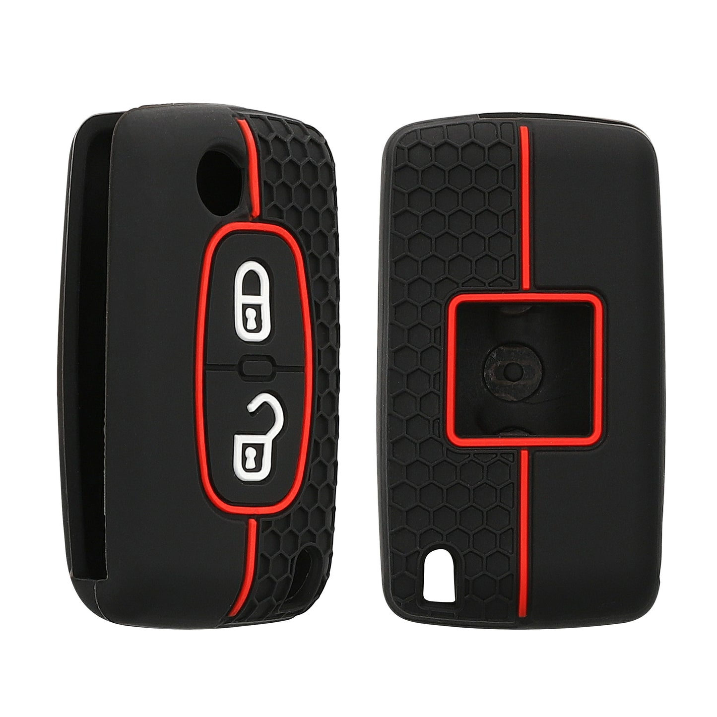 kwmobile Car Key Protection Cover compatible with Peugeot Citroen 2-Button Folding Car Key Case