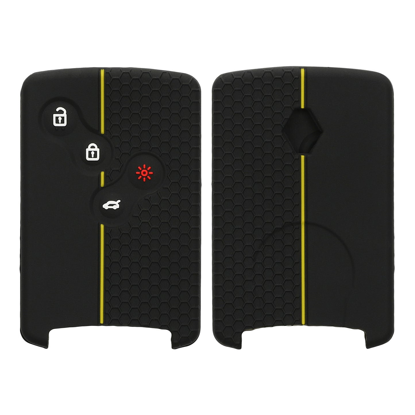 kwmobile Autoschlüssel Schutzhülle kompatibel mit Renault 4-Tasten Autoschlüssel Karte (nur Keyless Go) Hülle - Schlüsselhülle aus Silikon - in Schwarz Gelb Schwarz  [dsg02]