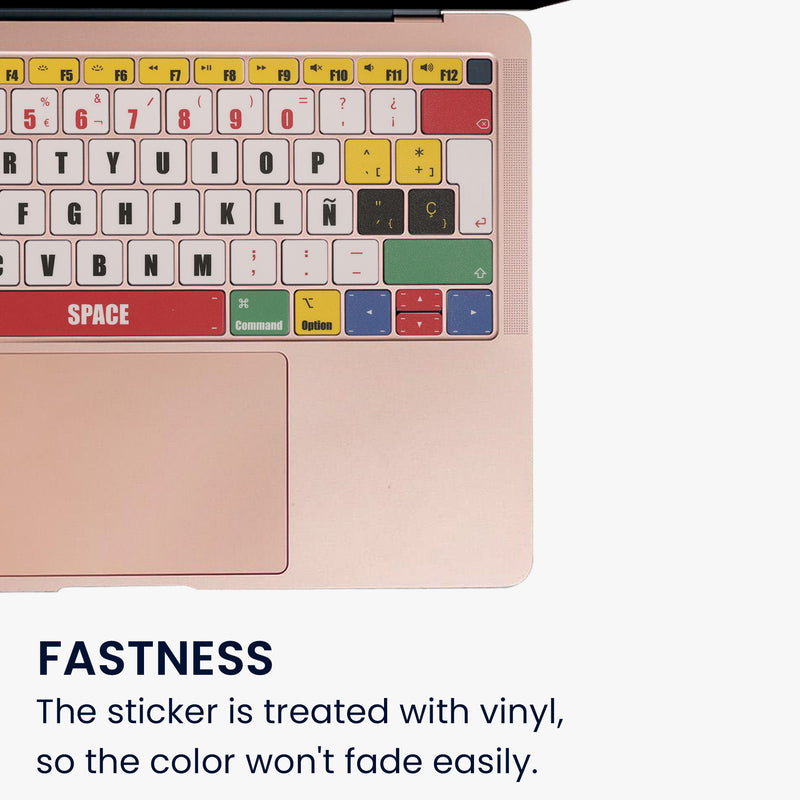 kwmobile Spanish Keyboard Stickers compatible with Apple MacBook Air 13" 2018 2019 2020 A1932 Keyboard Sticker Color Stickers for ES QWERTY Keyboard