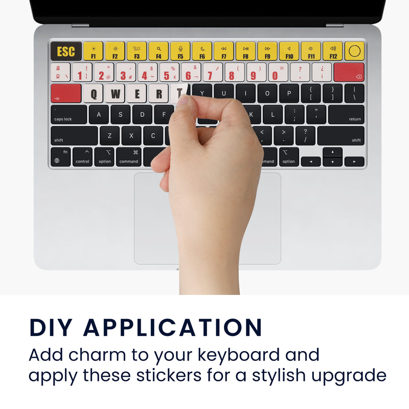 kwmobile Spanish Keyboard Stickers compatible with Apple MacBook Air 13" 2018 2019 2020 A1932 Keyboard Sticker Color Stickers for ES QWERTY Keyboard