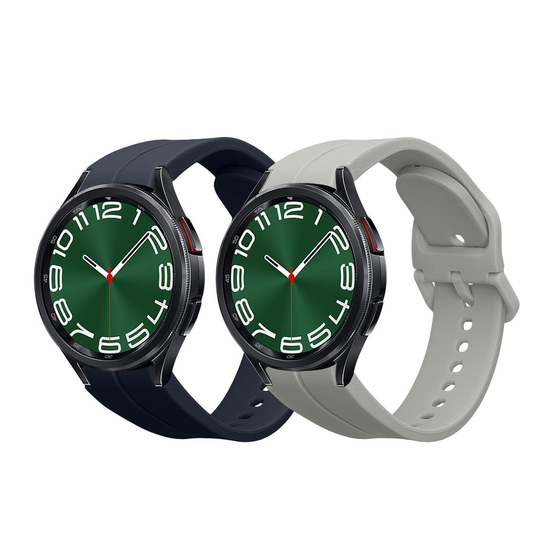kwmobile Silikon Uhrenarmband für Samsung Galaxy Watch 6 / Watch 6 Classic Armband - Ersatzarmband für Fitnesstracker - Wechselarmband Smartwatch - Dunkelblau Hellgrau Dunkelblau  [dsg03]
