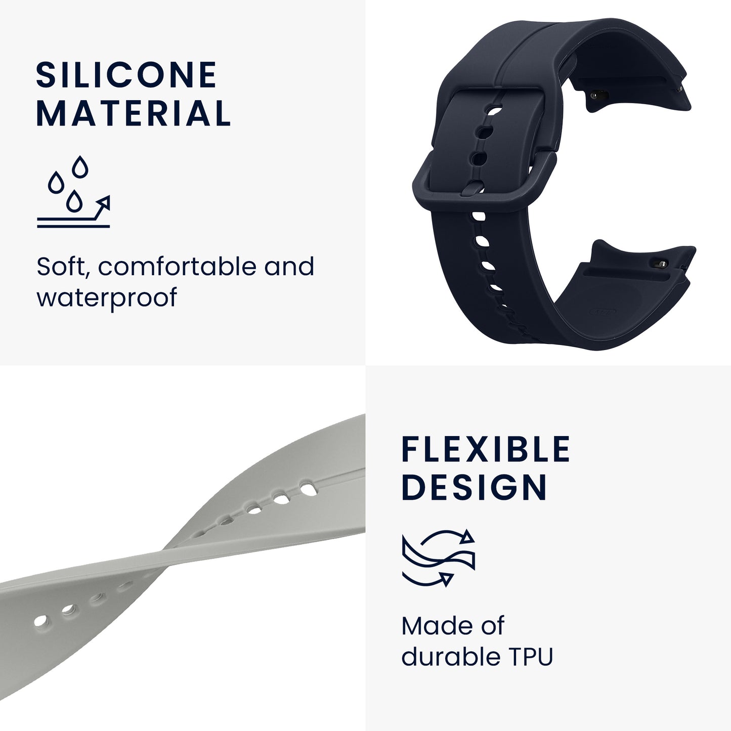 kwmobile Watch Strap for Samsung Galaxy Watch 6 / Watch 6 Classic - Fitness Tracker Band Set - Smartwatch Replacement Strap