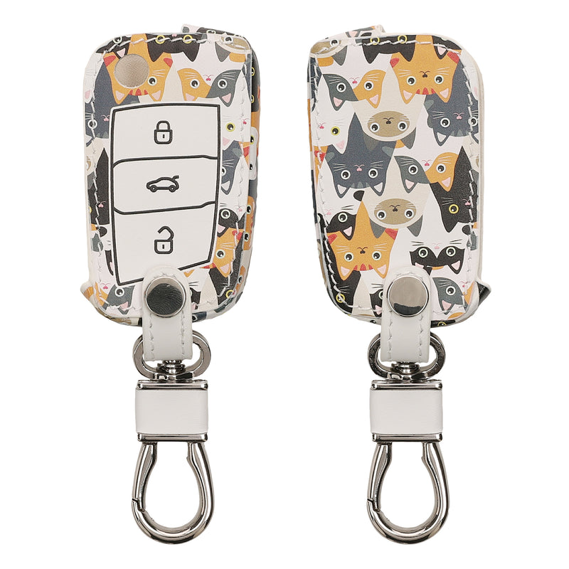 kwmobile Autoschlüssel Hülle kompatibel mit VW Golf 7 MK7 3-Tasten Autoschlüssel - Kunstleder Schutzhülle Schlüsselhülle Cover Orange  [dsg02]