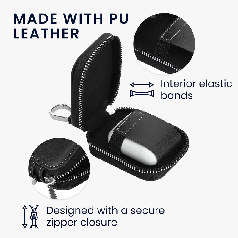 kwmobile In-Ear Headphone Case compatible with In-Ear Headphones Cover - Faux Leather Headphone Protective Case - Internal Dimensions 6 x 5 cm