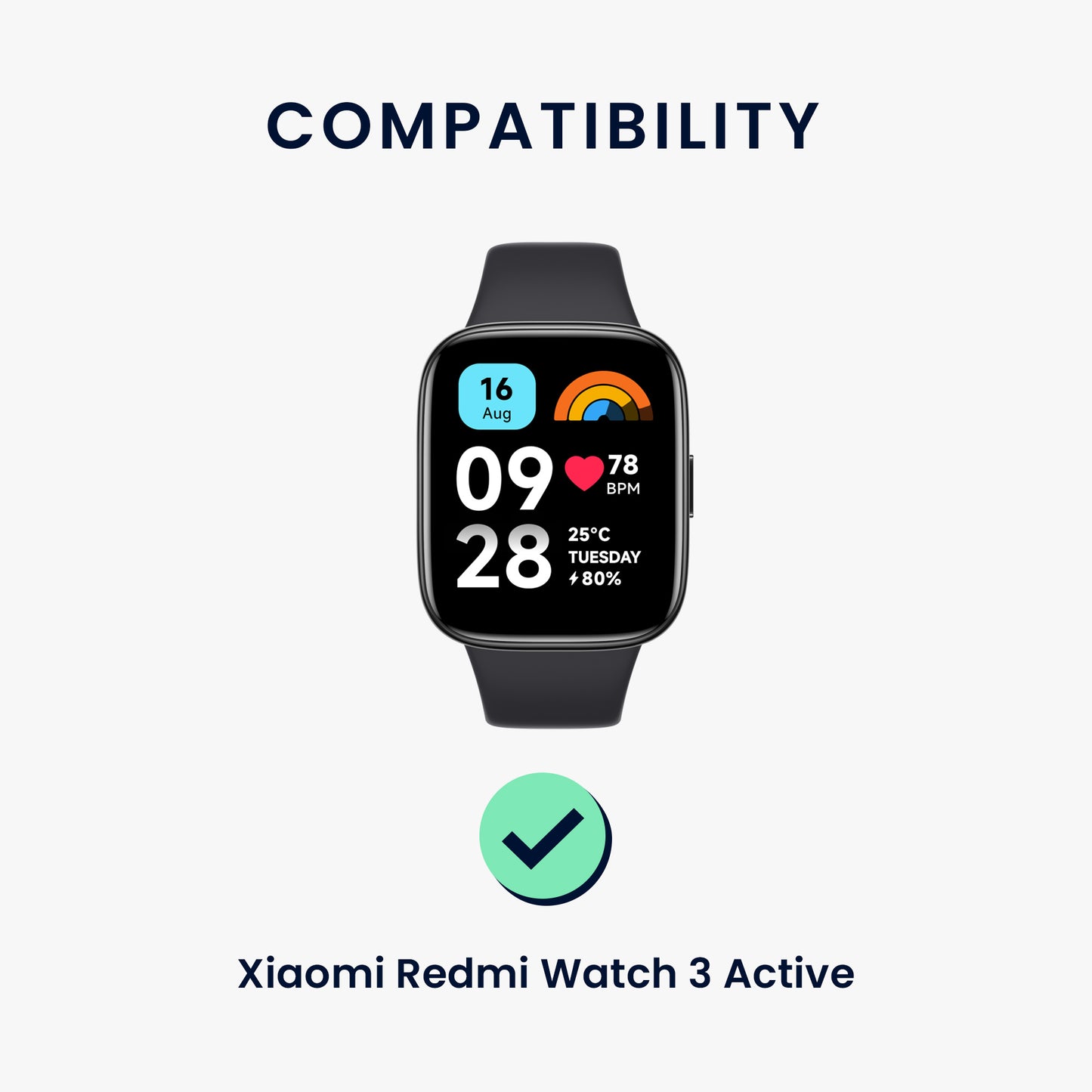 kwmobile Strap compatible with Xiaomi Redmi Watch 3 Active Fitness Tracker Sports Strap Band - Inner Dimensions from 14 - 22 cm