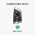 kwmobile Car Key Cover Compatible with BMW 3-Button Smart Key - Key Fob Cover with Key Ring Pendant - Black