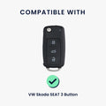 kwmobile Car Key Cover Compatible with VW Skoda Seat 3-Button Car Key - Key Cover with Key Ring Pendant - Case
