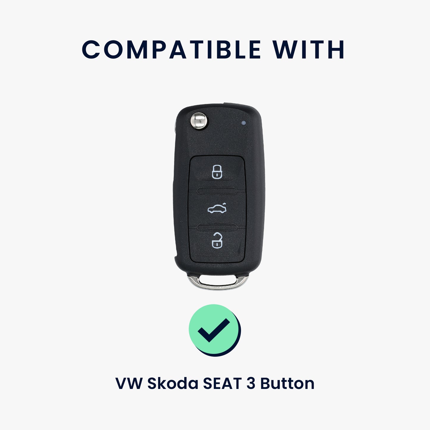 kwmobile Car Key Cover Compatible with VW Skoda Seat 3-Button Car Key - Key Cover with Key Ring Pendant - Case