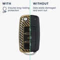 kwmobile Car Key Cover Compatible with VW Skoda Seat 3-Button Car Key - Key Cover with Key Ring Pendant - Case
