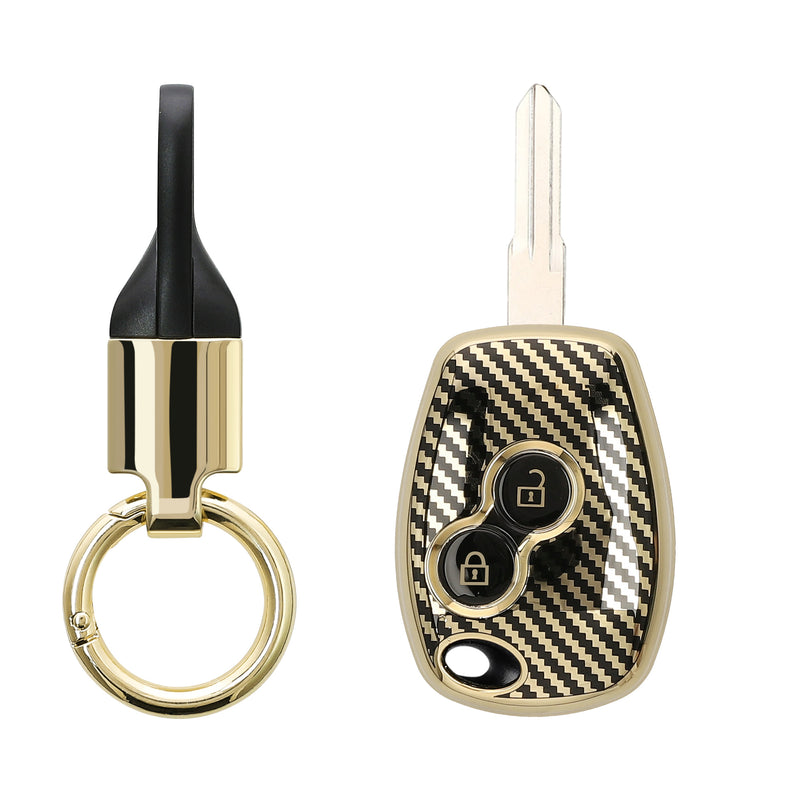 kwmobile Autoschlüssel Hülle kompatibel mit Renault Dacia 2-Tasten Autoschlüssel Hülle - Schlüsselhülle mit Key Ring Anhänger - Cover Gold Schwarz Gold  [dsg01]