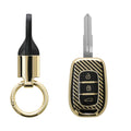 kwmobile Autoschlüssel Hülle kompatibel mit Renault 3-Tasten Dacia Sandero Stepway 2021 Hülle - Schlüsselhülle mit Key Ring Anhänger - Cover Gold Schwarz Gold  [dsg01]