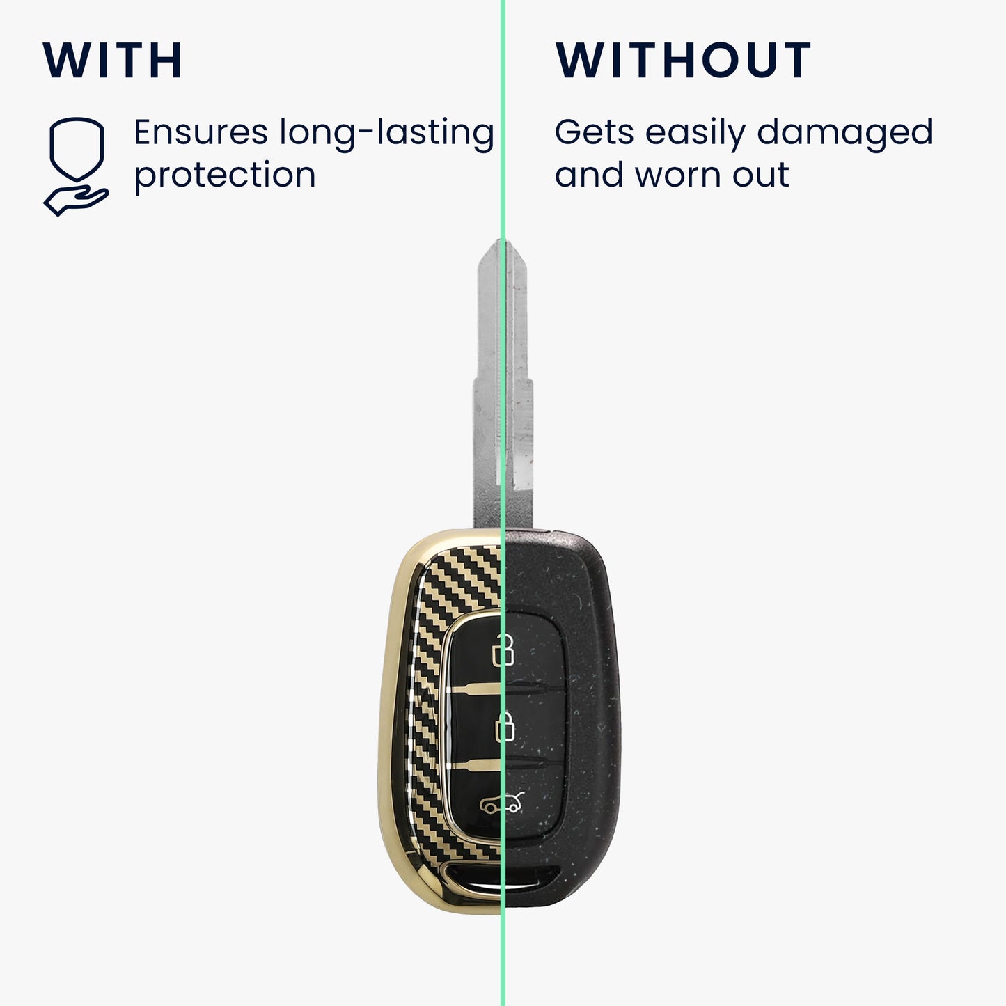 kwmobile Car Key Cover Compatible with Renault 3-Button Dacia Sandero Stepway 2021 Case - Key Fob Cover with Key Ring Pendant - Cover