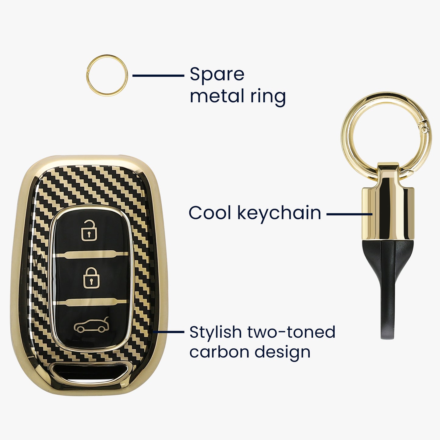 kwmobile Car Key Cover Compatible with Renault 3-Button Dacia Sandero Stepway 2021 Case - Key Fob Cover with Key Ring Pendant - Cover